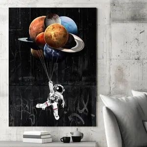 HD Wall Art Abstract Stars Astronaut Poster Home Decor Vintage Wall Decor Universe and Planet Picture Oil Painting Wall Sticker