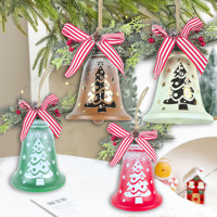 Cloche de Noël ovale en métal faite à la main de haute qualité avec nœud et décoration de porte en herbe, décoration festive pour les fêtes