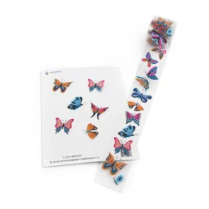 Benutzer definierte niedliche dekorative Journal Schmetterling Maskin Aufkleber transparente Aufkleber Klebeband, Vinyl Washi DIY Logo PET Planer Aufkleber Film