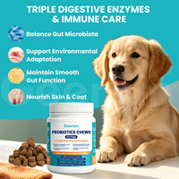 Suppléments prébiotiques pour animaux de compagnie au goût de poulet OEM ODM, équilibre de la microbiote intestinale, nourrissent la peau et le pelage, probiotiques sous forme de friandises moelleuses pour chiens