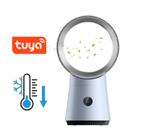Ventilateur intelligent 2-en-1 : ventilateur de bureau sans pales, ventilateur tour silencieux à oscillation, purificateur d'air, moteur sans balais, compatible Tuya