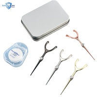 Vente en gros de cure-dents portables en alliage de zinc et acier inoxydable, certifiés CE, pour le nettoyage des interdents et de la plaque dentaire, avec boîte en fer.