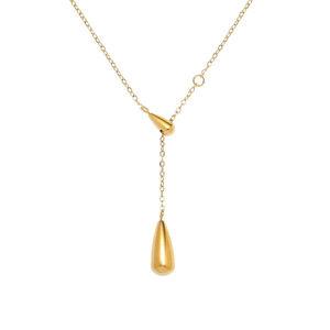 Kalung Geometris Wanita Vintage dari Baja Anti Karat Berlapis Emas 18K dengan Liontin Hati untuk Acara Pesta - Product Image 1