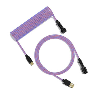 <b>Keyboard</b> Data Cable Type C <b>USB</b> Aviation Plug Spring Connector 1m Purple Gaming <b>Keyboard</b> Charging Cable - Product Image 3
