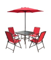 Ensemble de chaises et table de jardin pliantes en fer gris HIFINE avec parasol, résistant aux intempéries, garantie de 2 à 3 ans