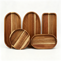 Groothandel Natuurlijke Acacia Houten Ovale Schaal Op Maat Met Logo voor Koffie Snacks Fruit Hotel Restaurant Huisdecoratie FSC BSCI