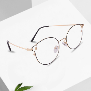 99yi xym5803 redonda de acero inoxidable Kacamata Optik de ojo de gato gafas para mujeres - Product Image 1