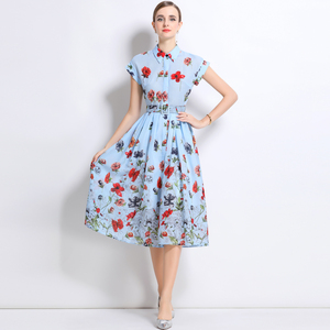 Robe <span class=keywords><strong>pour</strong></span> femmes <span class=keywords><strong>grande</strong></span> <span class=keywords><strong>taille</strong></span>, nouvelle collection été, col polo, manches courtes, robe imprimée, <span class=keywords><strong>vêtements</strong></span> de boutique, vente en gros - Product Image 3