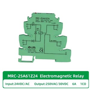 Module de relais de contact électromagnétique MRC-25A61Z24, entrée 24VAC DC, sortie 6A 250VAC 30VDC 1CO 1NO1NC, connexion par vis sur rail DIN pour PLC - Product Image 1