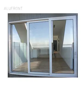 Alufront ประตูบานเลื่อนโปรไฟล์กันน้ําอลูมิเนียมที่ผ่านการรับรองมาตรฐานสหรัฐอเมริกาพร้อมแถบนิรภัยสุญญากาศกันน้ํา