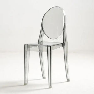 Fancy Clear Round Back Party Event Polypropylene Acrylic Plastic Transparent Hotel <b>Dining</b> <b>Chairs</b> - Product Image 2