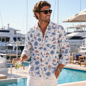 Camicia Americana da Uomo con Etichetta Privata, Traspirante, Antipiega, Stampa Nautica, Bottoni Frontali, Produzione su Misura - Product Image 1