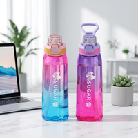 Gourde en plastique écologique, design breveté, anti-fuite, avec paille intégrée, isolation thermique, options de parfum, pour l'école et le camping