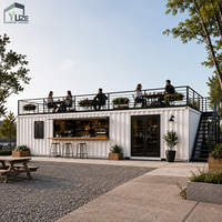 Maison-conteneur de café en plein air créative, conception personnalisée, café à deux étages préfabriqué