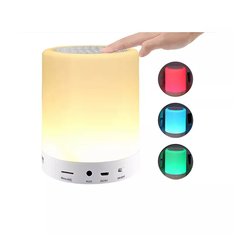 Mini Portable Rechargeable Smart MP3 Speaker Touch Table Night RGB LED Light