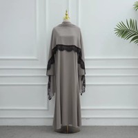 Nouvel ensemble Abaya style Dubaï 2026 avec dentelle, en tissu Nida, robe longue modeste pour femmes musulmanes avec hijab assorti, robe islamique
