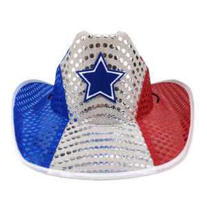 Chapeau de cowboy occidental rayé SOLPOP personnalisé avec drapeaux mexicain, canadien et américain pour le carnaval et les fêtes des supporters de football mondial 2026 - Product Image 6