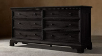 Meuble de rangement Rhoohill personnalisé en chêne, style campagne française vintage, commode à 6 tiroirs en bois massif