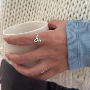 S925 Sterling Silver Bow <b>Ring</b> For Women <b>Thin</b> Open Design Everyday Wear Jewelry - Product Image 4