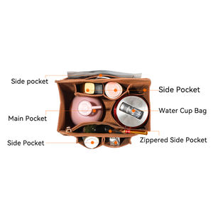 Bolsa <span class=keywords><strong>de</strong></span> Cosméticos <span class=keywords><strong>de</strong></span> Fieltro <span class=keywords><strong>de</strong></span> Gran Capacidad para Mujer, Bolsa <span class=keywords><strong>de</strong></span> Cosméticos <span class=keywords><strong>de</strong></span> Fieltro Multifuncional con Inserto Extraíble y Organizador con Cierre - Product Image 2