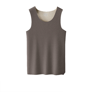 เสื้อกั๊กกันหนาวสำหรับผู้ชาย, เสื้อกั๊กกันหนาวผ้าวูลผ้าไหมผสมสีพื้นแขนกุดไร้รอยต่อสำหรับฤดูใบไม้ร่วงและฤดูหนาวสไตล์ใหม่ - Product Image 5