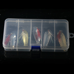 Kit de señuelos metálicos con plumas, 5 piezas, para pesca en agua dulce, caja de cebo artificial incluida - Product Image 2