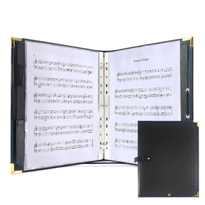 デラックスブラックレザーハンドル合唱バインダーフォルダー弾性ストリングディバイダー付きピアノ楽譜ファイルフォルダー調節可能なストラップ - Product Image 1