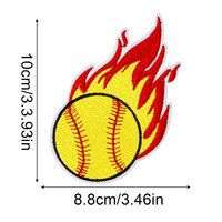 Patchs brodés en gros thermocollants personnalisés, motif ballon de softball, étiquette d'avertissement, applique brodée pour accessoires vestimentaires