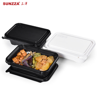 Caja de comida de plástico PP para microondas Sunzza, caja de almacenamiento de alimentos rectangular desechable, Bento/fiambrera para llevar
