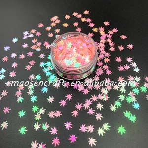 Vente d'usine à chaud, jolies paillettes en forme de mauvaises herbes rose, pour la décoration, populaire - Product Image 3