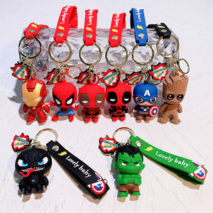 Porte-clés en silicone édition Q mignonne style anime pour Spiderman, Iron Man, Batman, Super-héros, Gardiens de la Galaxie, non toxique - Product Image 1