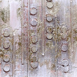 Peinture murale abstraite à rayures en bois, peinte à la main, techniques mixtes, pour salon - Product Image 3