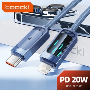 Câble de charge rapide Toocki 20w avec affichage lumineux, transmission 480mbps, câble tressé pour iPhone 8-14 Series - Product Image 1