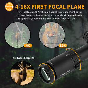 Lunette de chasse FOCUHUNTER 4-16x44 FFP - Optique à premier plan focal, étanche IP67, résistante aux chocs, pour sports de plein air avec pare-soleil - Product Image 2