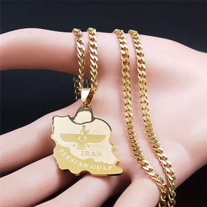 Collar de Moda con Mapa de Irán, Farvahar, Dios Persa <span class=keywords><strong>Iran</strong></span>í, Águila Pahlavi, Farohar, Collares para Hombre, Colgante de Acero Inoxidable, Joyería de Moda - Product Image 5