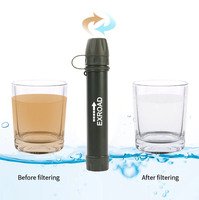 Kit de paille de filtre à eau en carbone Exroad pour l'escalade et la randonnée pour la survie Paille de filtre à eau