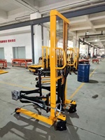 Chariot basculant électrique antidéflagrant pour fûts d'huile, hauteur de levage 1,6 m, avec levage et inclinaison automatiques, alimenté par batterie