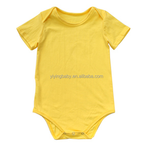 Unisex Verão Casual <span class=keywords><strong>Romper</strong></span> Customizável Bebê Algodão Macio para Onesies com Cor Sólida O-pescoço Manga Curta e Botão Atacado - Product Image 3