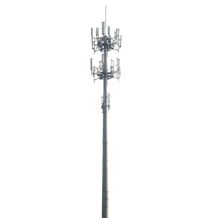 เสาอากาศเหล็กไมโครเวฟการสื่อสาร Monopole Tower สำหรับการออกอากาศ/4G/สัญญาณโทรศัพท์มือถือ