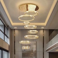 Tyson moderne luxe hôtel hall K9 cristal plafond lustre Villa salon Loft escalier rond anneau pendentif lumière