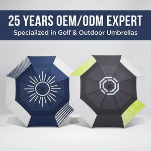 <b>Umbrella</b> manufacturer supplier high quality durable <b>windproof</b> double layer automatic fiber black yellow golf <b>umbrellas</b> with logo - Product Image 4