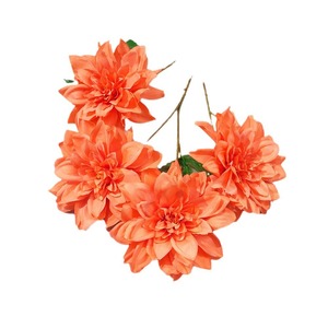 Fleurs artificielles de dahlias à quatre têtes en soie, toucher réel, pour décoration de mariage, de maison et accessoires de photographie - Product Image 5