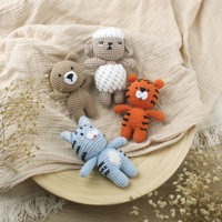 Peluche artisanale en crochet Amigurumi Panda et Lion 2026, animaux en peluche avec rembourrage en coton PP, couverture unisexe