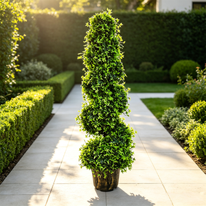 Arbre topiaire en spirale artificiel, plante en plastique en pot, buis torsadé, résistant à l'eau, résistant aux UV, verdure pour jardin extérieur, patio - Product Image 5