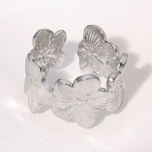 Anillos Ajustables de Acero Inoxidable con Forma de Flor Dorada para Mujer, en Oferta - Product Image 2