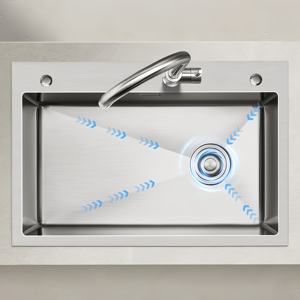 Fregadero de cocina grande de un solo seno de acero inoxidable 304 con control de botón, lavabo nano para verduras y platos para el hogar - Product Image 3