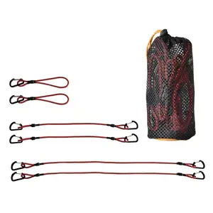Ropenet kabel Bungee elastis bulat kualitas tinggi dengan dasi kanopi Carabiner dengan kait jepret untuk tenda berkemah luar ruangan