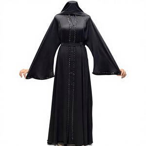 Abaya Modeste de Dubaï en Gros, Perlée et Pailletée, à Manches Longues, Traditionnelle Musulmane, Faite à la Main, pour Mariage, en Polyester, Printemps-Automne - Product Image 1
