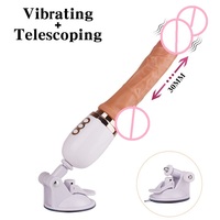 Vibrateur télescopique chauffant de grande taille pour femmes - Jouet sexuel lesbien pour adultes avec télécommande et stimulation du point G