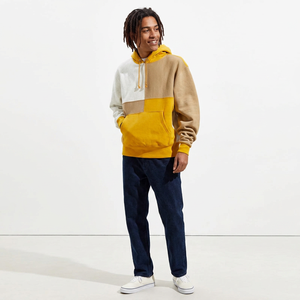 Sweat à capuche polaire pour homme en coton 100% de haute qualité, toucher doux, nouveau style colorblock, coupe ajustée, broderie personnalisée, hiver - Product Image 1